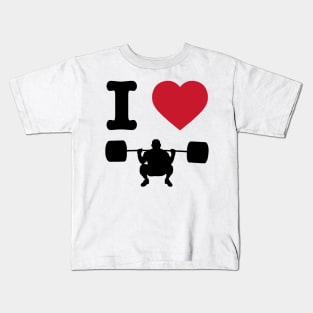 I Love Weightlifting Funny Kids T-Shirt